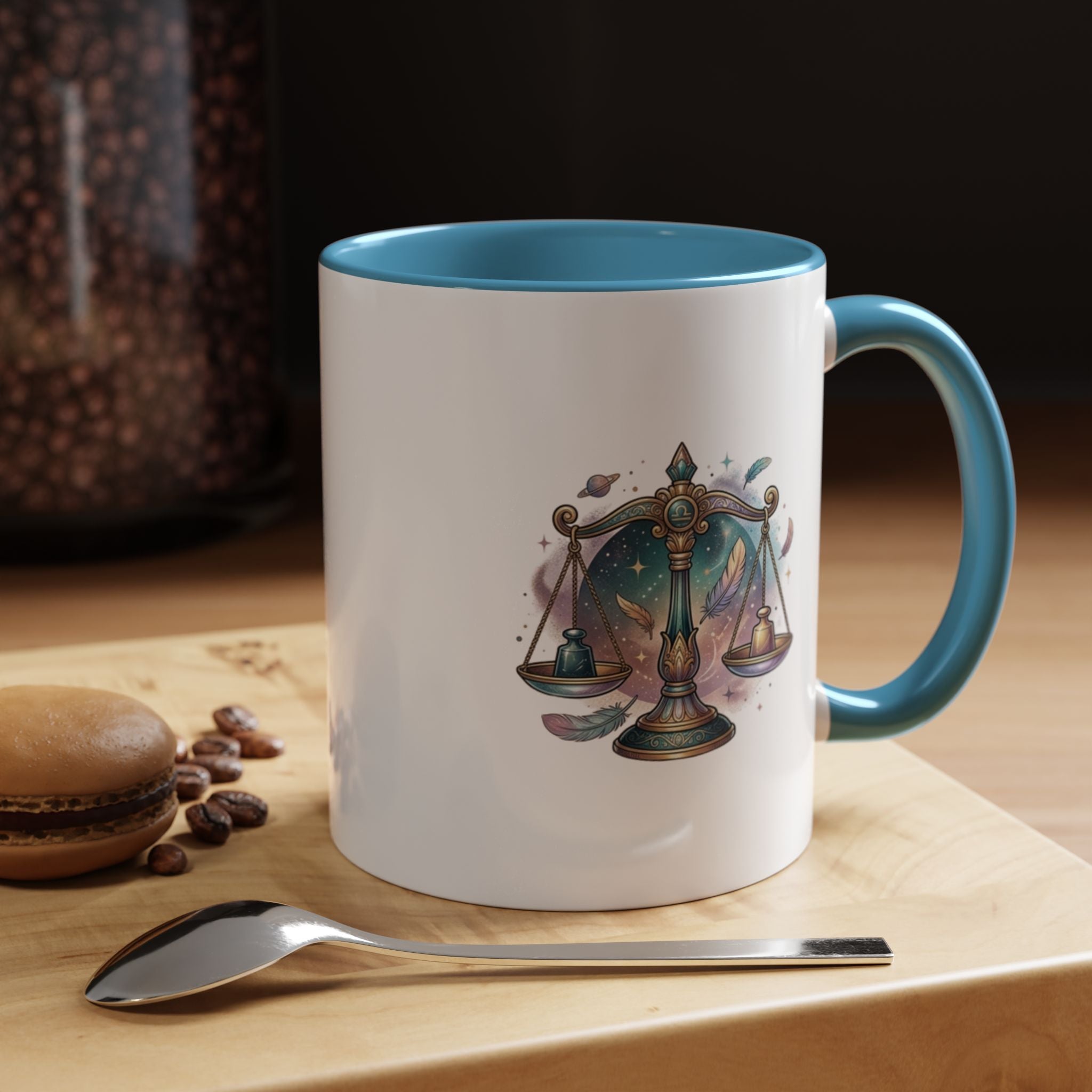 Libra Zodiac Scales Accent Coffee Mug — Astrology Constellation Gift