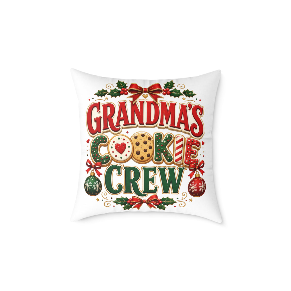 Christmas Grandma’s Cookie Crew Throw Pillow — Christmas Holiday Decorative Pillow
