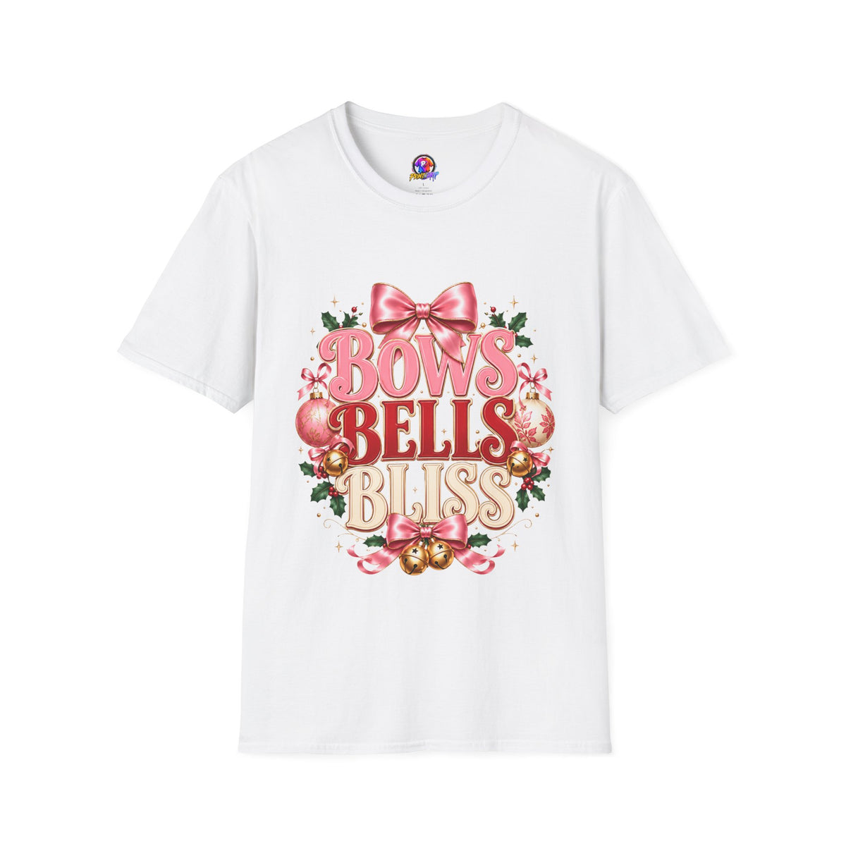 T-Shirt — Bows Bells Bliss Christmas Graphic Tee