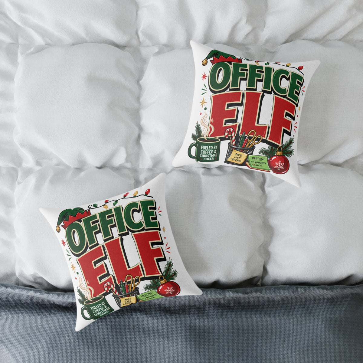 Office Elf Christmas Pillow