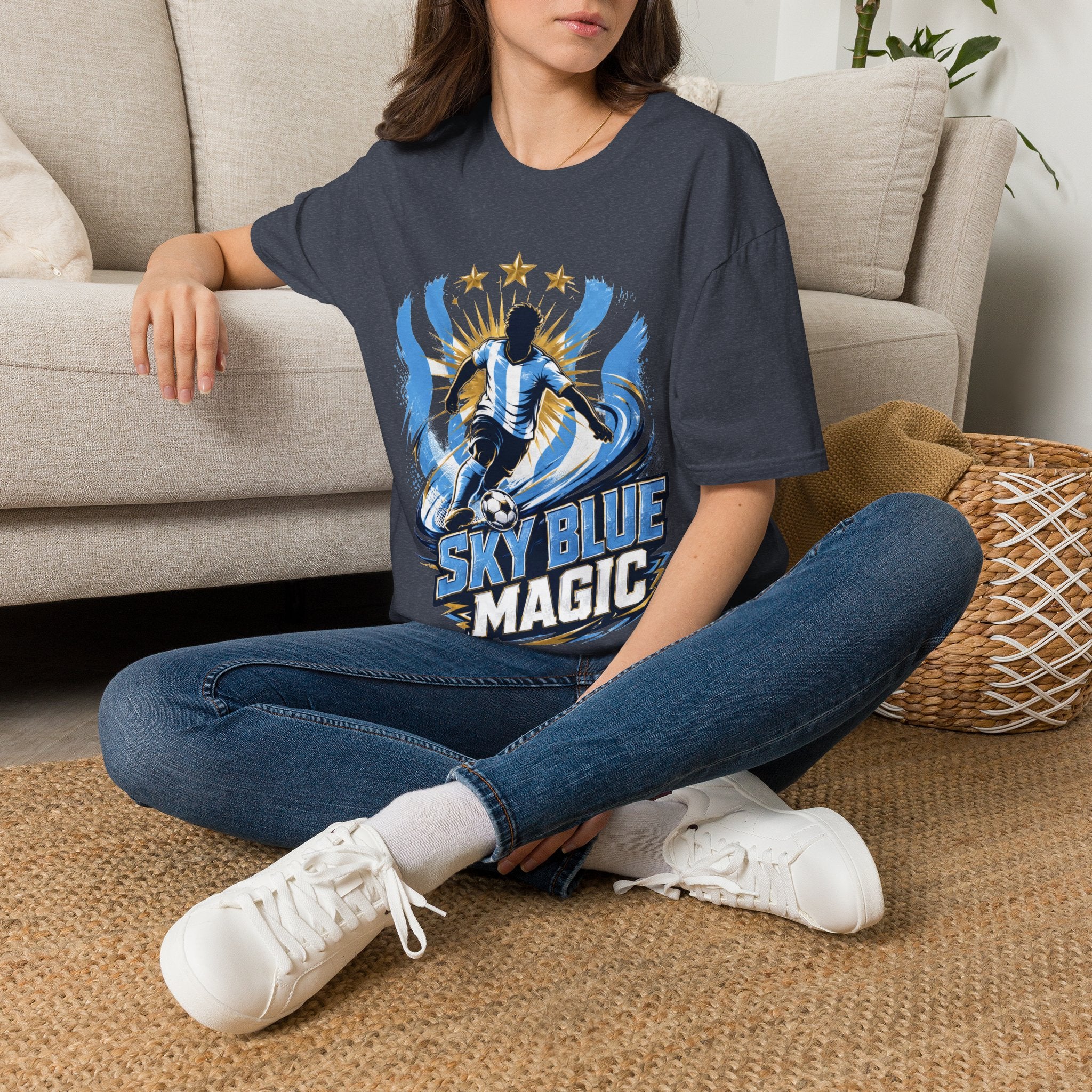 Argentina Sky Blue Magic Soccer T-Shirt — Argentinian Football Player Graphic Tee