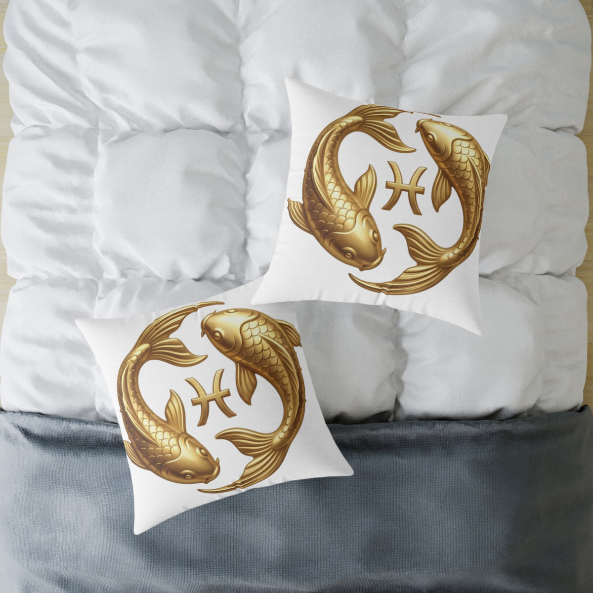 Zodiac Pisces Gold Pisces Astrological Square Poly Canvas Pillow