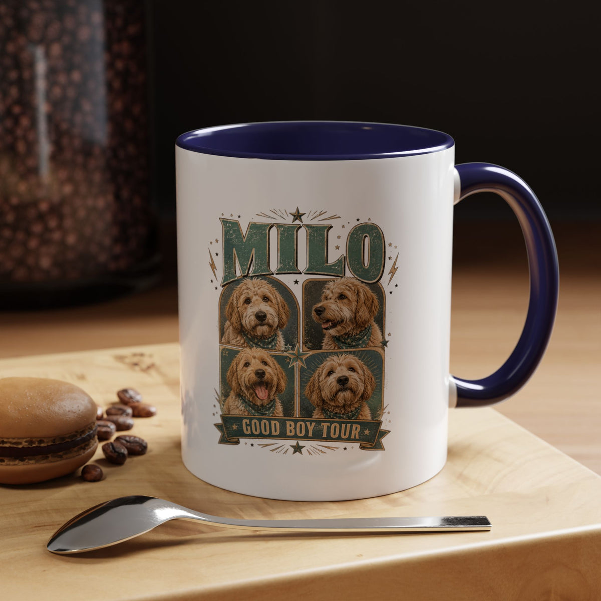 Milo Bailey Dog Dad Mom Milo 'Good Boy Tour' Accent Coffee Mug – Personalized Dog Lover Gift