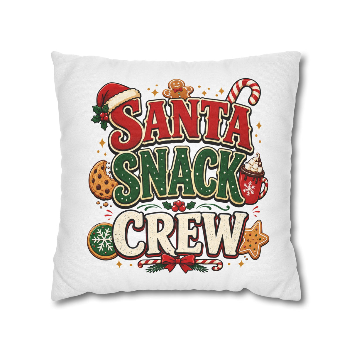 Christmas Santa Snack Crew Pillowcase — Christmas Holiday Decorative Throw Pillow Cover