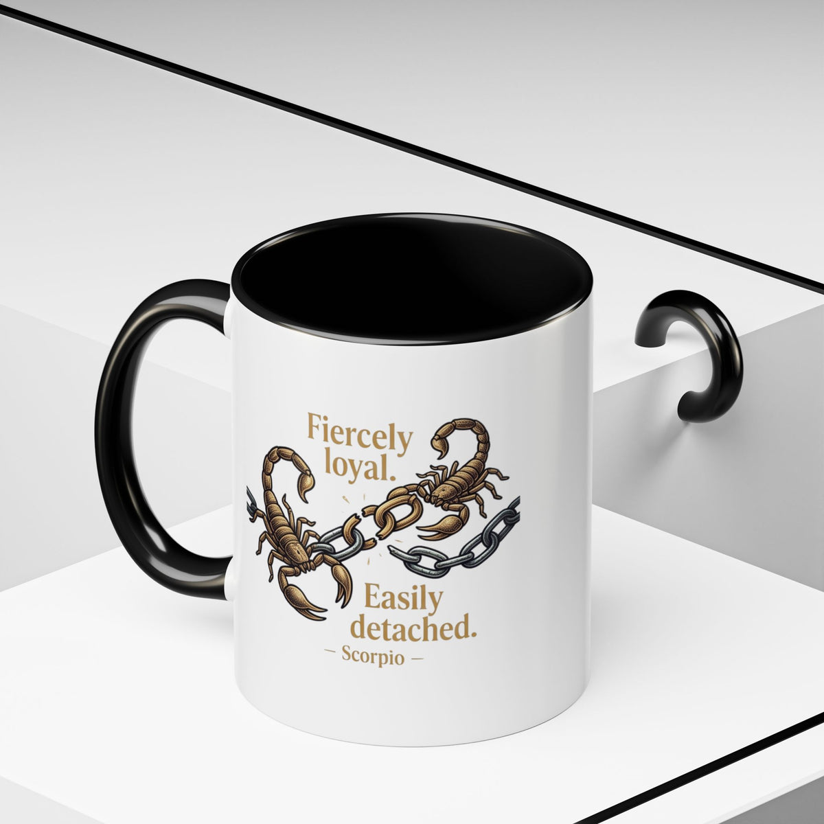 Scorpio Mug — "Fiercely Loyal. Easily Detached." Zodiac Coffee Cup