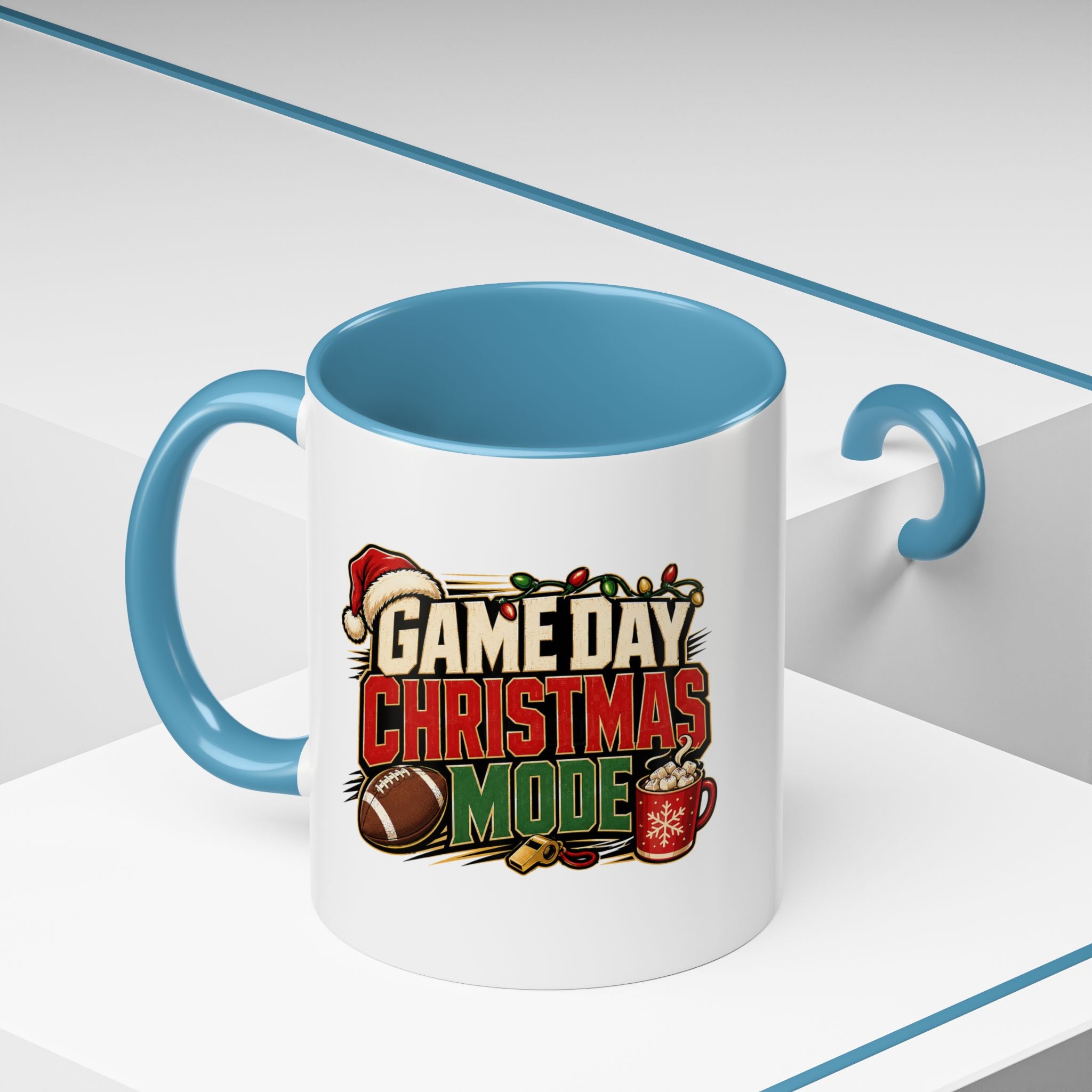Modern Day Christmas Game Day Christmas Mode Coffee Mug - Holiday Football Mug (11/15oz)