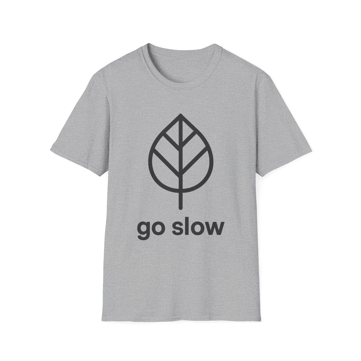 "Go Slow" Minimalist Leaf Graphic Tee - Aesthetic Slow Living Mindfulness White T-Shirt - Trending Now - September 2026