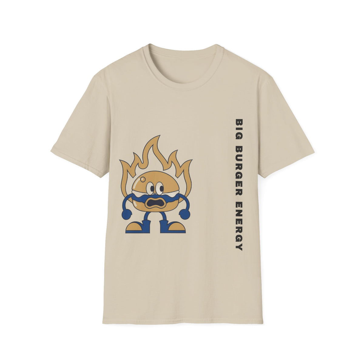Burger Mascot T‑Shirt — ‘Big Burger’ Flame Character Graphic Tee - Trending Now - September 2026