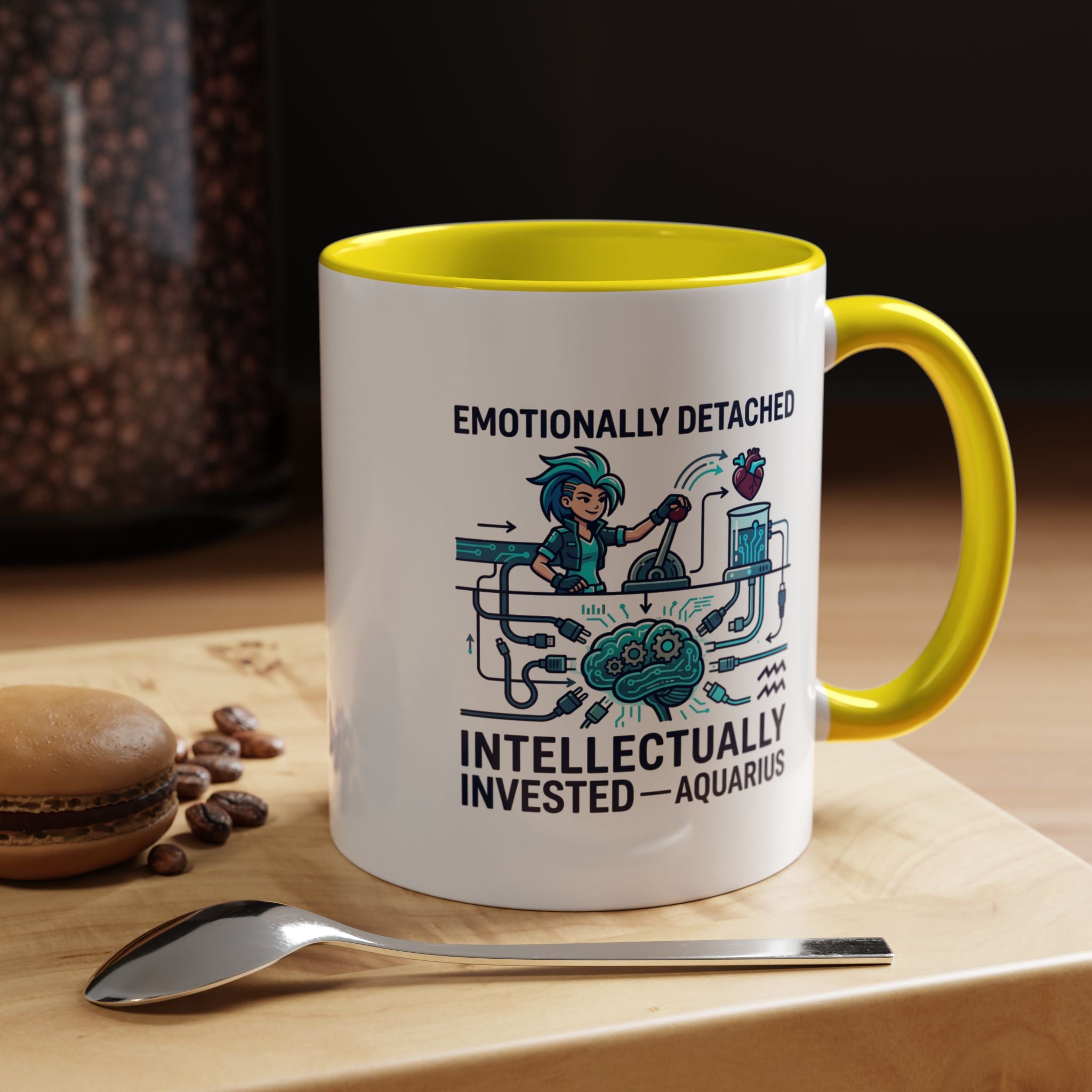 Aquarius Coffee Mug - "Emotionally Detached, Intellectually Invested" Accent Mug 11oz