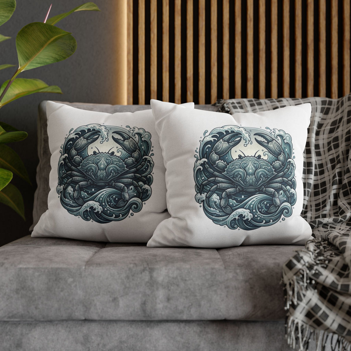 Cancer Zodiac Ocean Crab Decorative Pillowcase — Nautical Coastal Accent