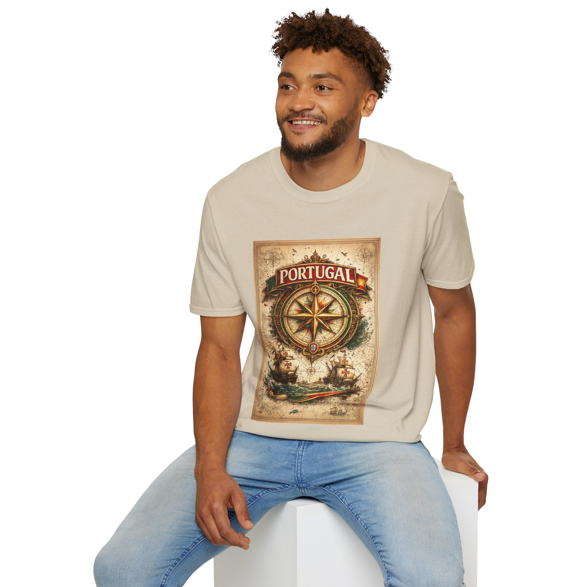 Portugal Compass T‑Shirt — Vintage Nautical Travel Tee