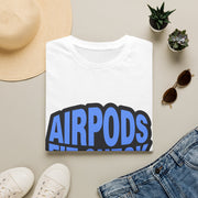 "AirPods Fit Check Approved" Y2K Tee | Blue Bubble Font Meme T-Shirt - Trending Now - September 2026