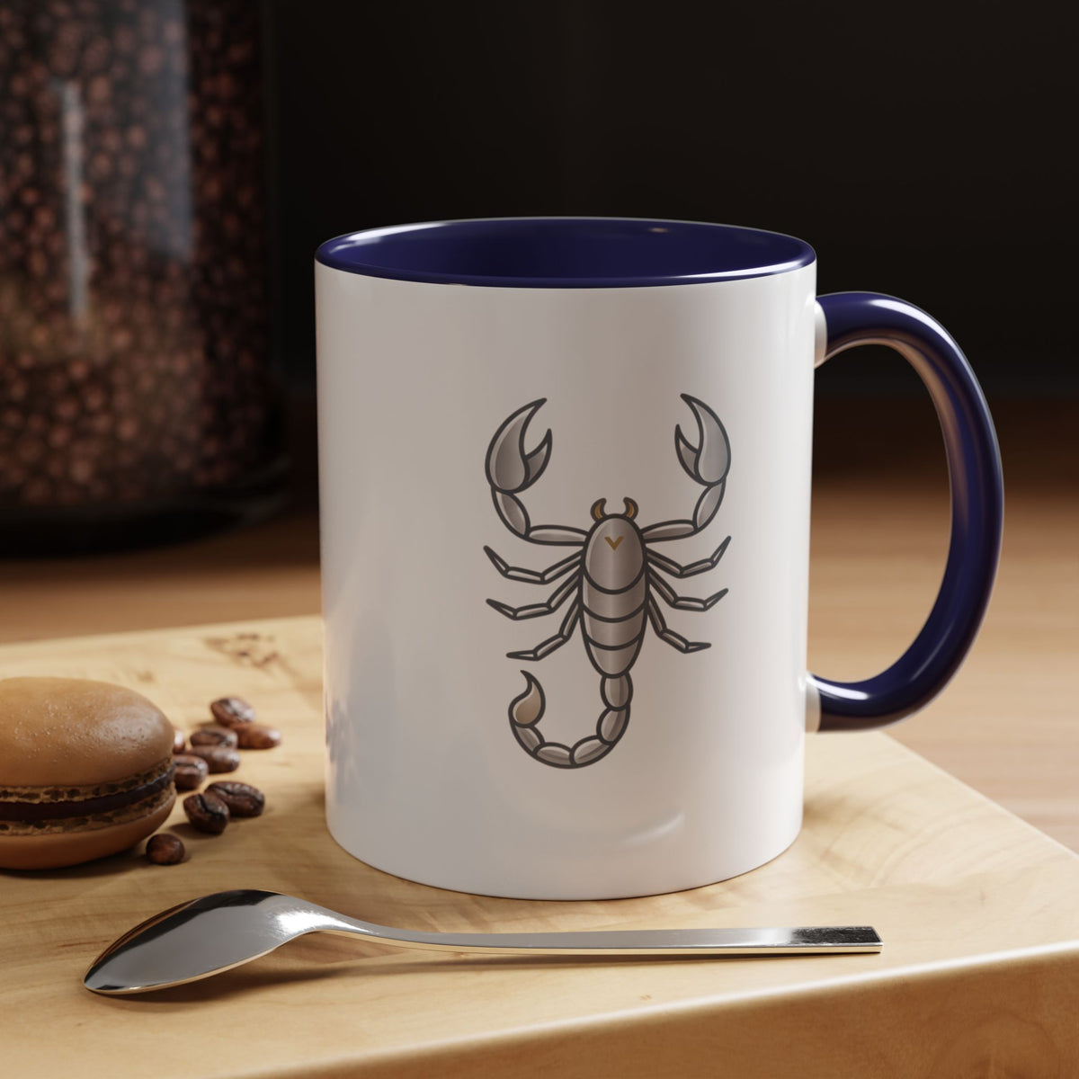 Scorpio Zodiac Accent Coffee Mug — Silver Scorpion Astrology Gift