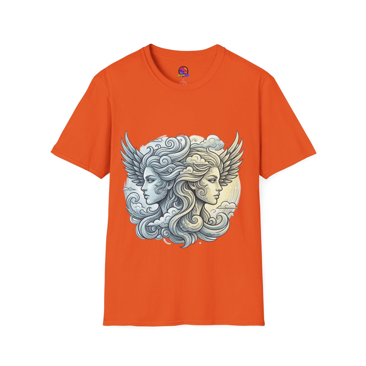 Mythic Moon & Sun Faces T-Shirt — Celestial Duality Graphic Tee