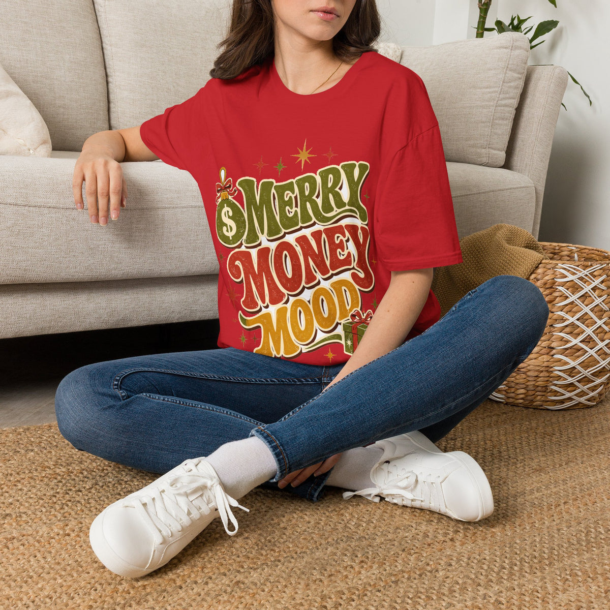 Merry Money Mood T‑Shirt — Retro Holiday Graphic Tee