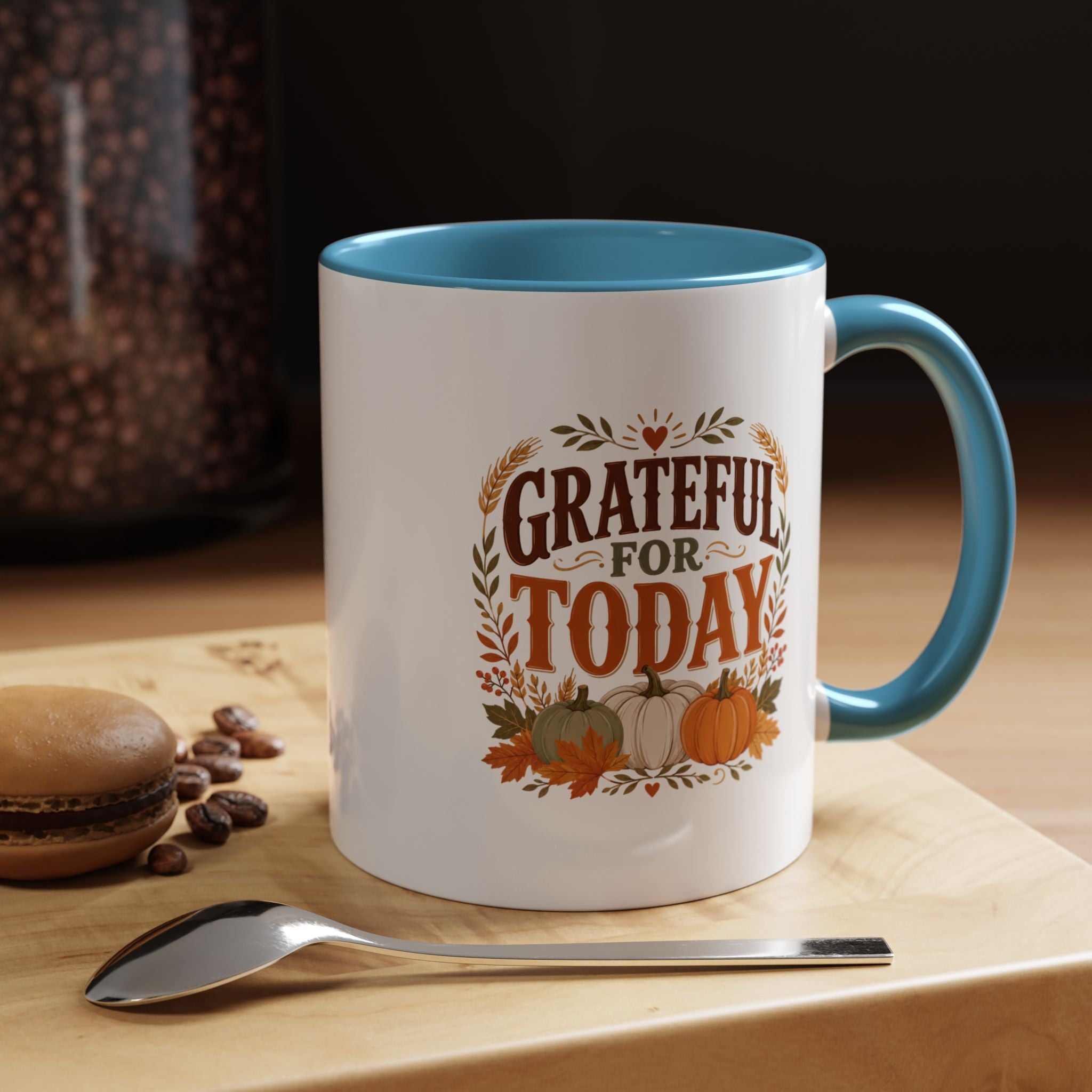 Thanksgiving Mug Grateful For Today Coffee Mug — Thanksgiving Pumpkin Fall Ceramic Accent Mug
