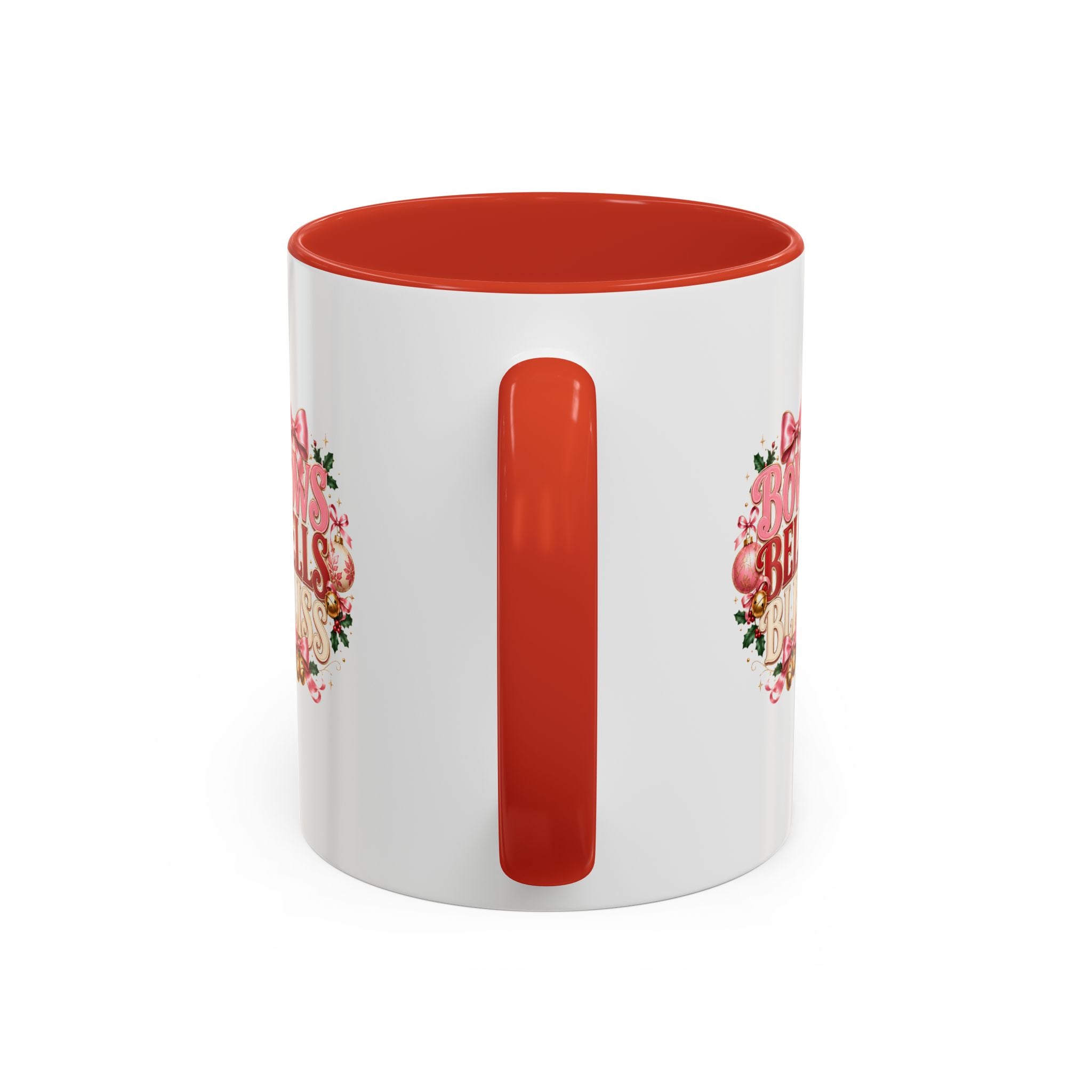 Bows Bells Bliss Holiday Accent Coffee Mug — Festive Pink Christmas Design