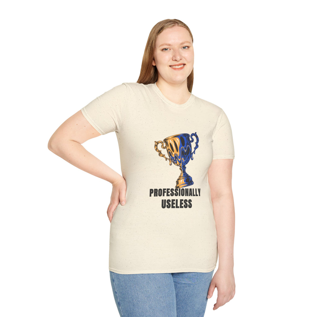 Professionally Useless T-Shirt — Retro Melting Trophy Graphic Tee - Trending Now - August 2026