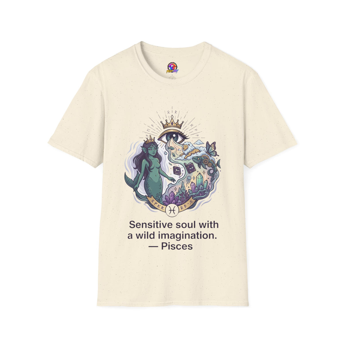 Pisces Zodiac Mystical Mermaid Art T-Shirt — "Sensitive soul with a wild imagination"