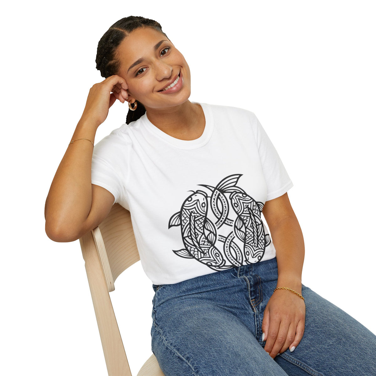 Pisces Zodiac Koi Fish Mandala T-Shirt — Intricate Zen koi Circle Design