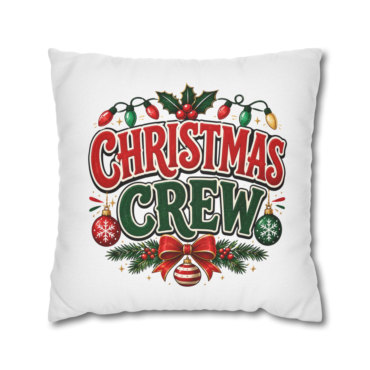 Christmas Crew Holiday Throw Pillowcase — Festive Decorative Cushion Cover
