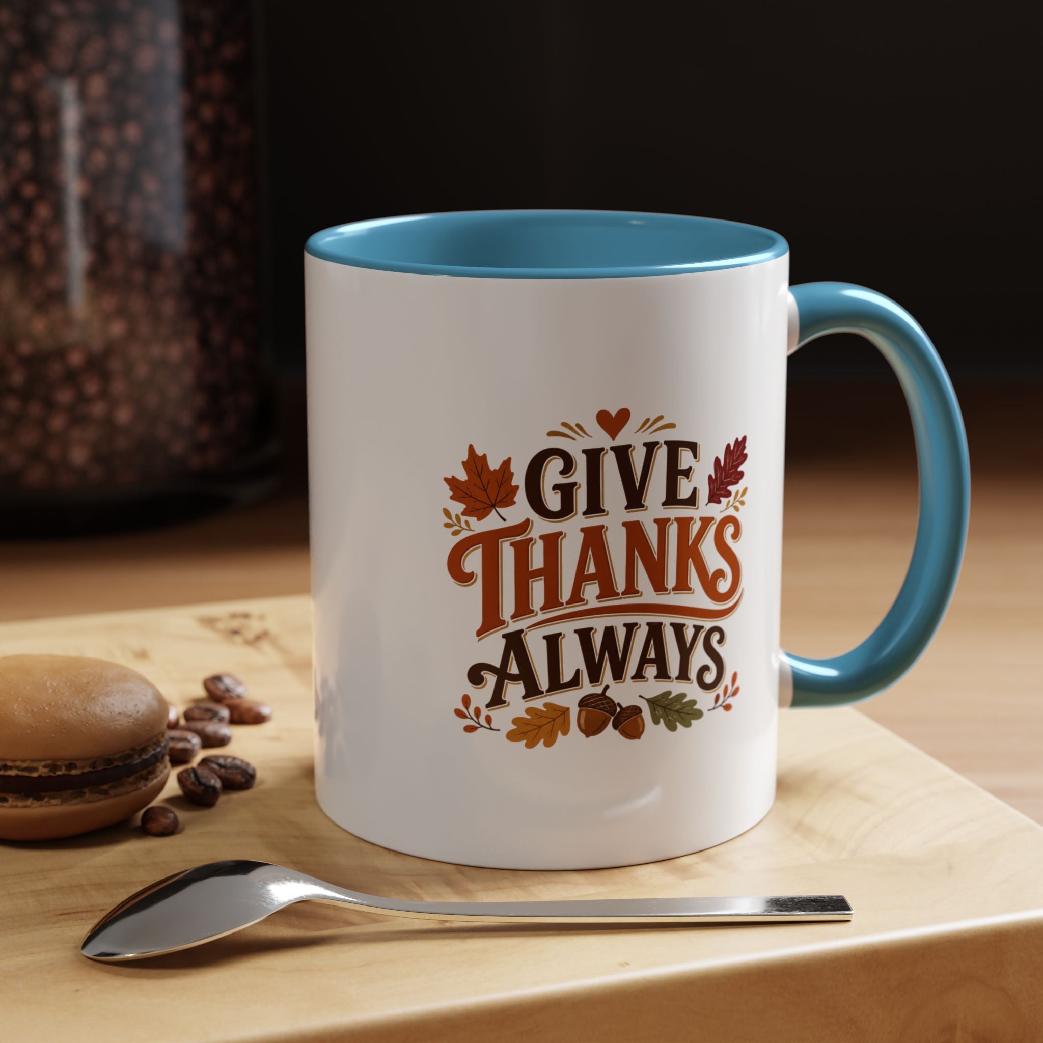 Thanksgiving Mug Give Thanks Always Accent Coffee Mug — Thanksgiving Autumn Ceramic Mug