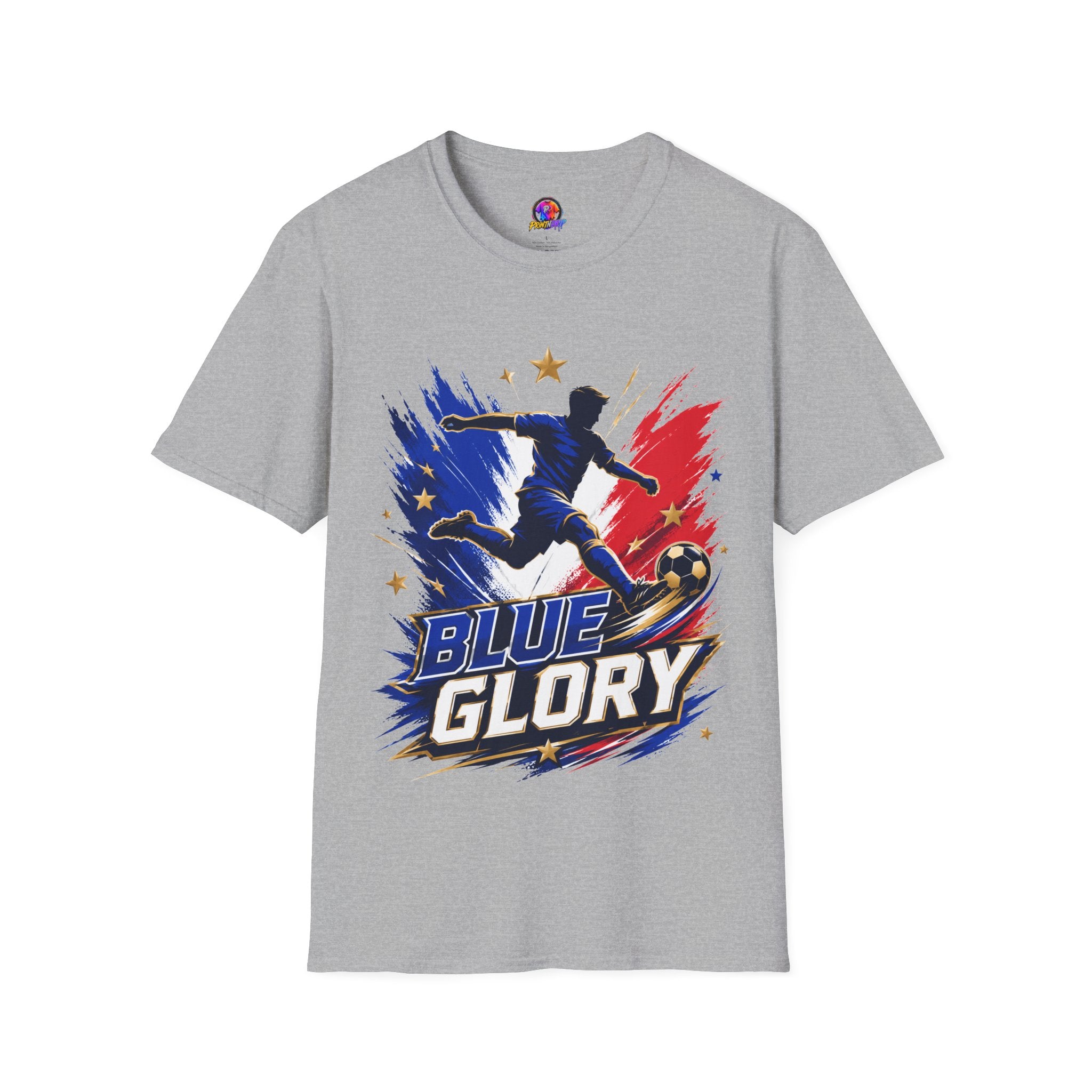France Soccer T-Shirt — "Blue Glory" Red, White & Blue Player Graphic