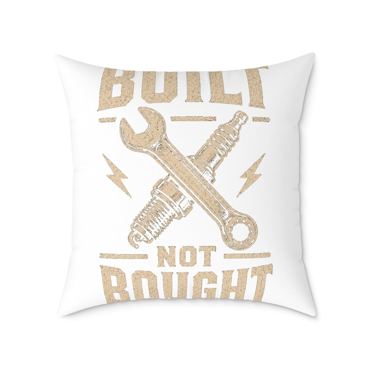 Built Not Bought Square Pillow — Mechanic Garage Decor Milo Bailey Dog Dad Mom