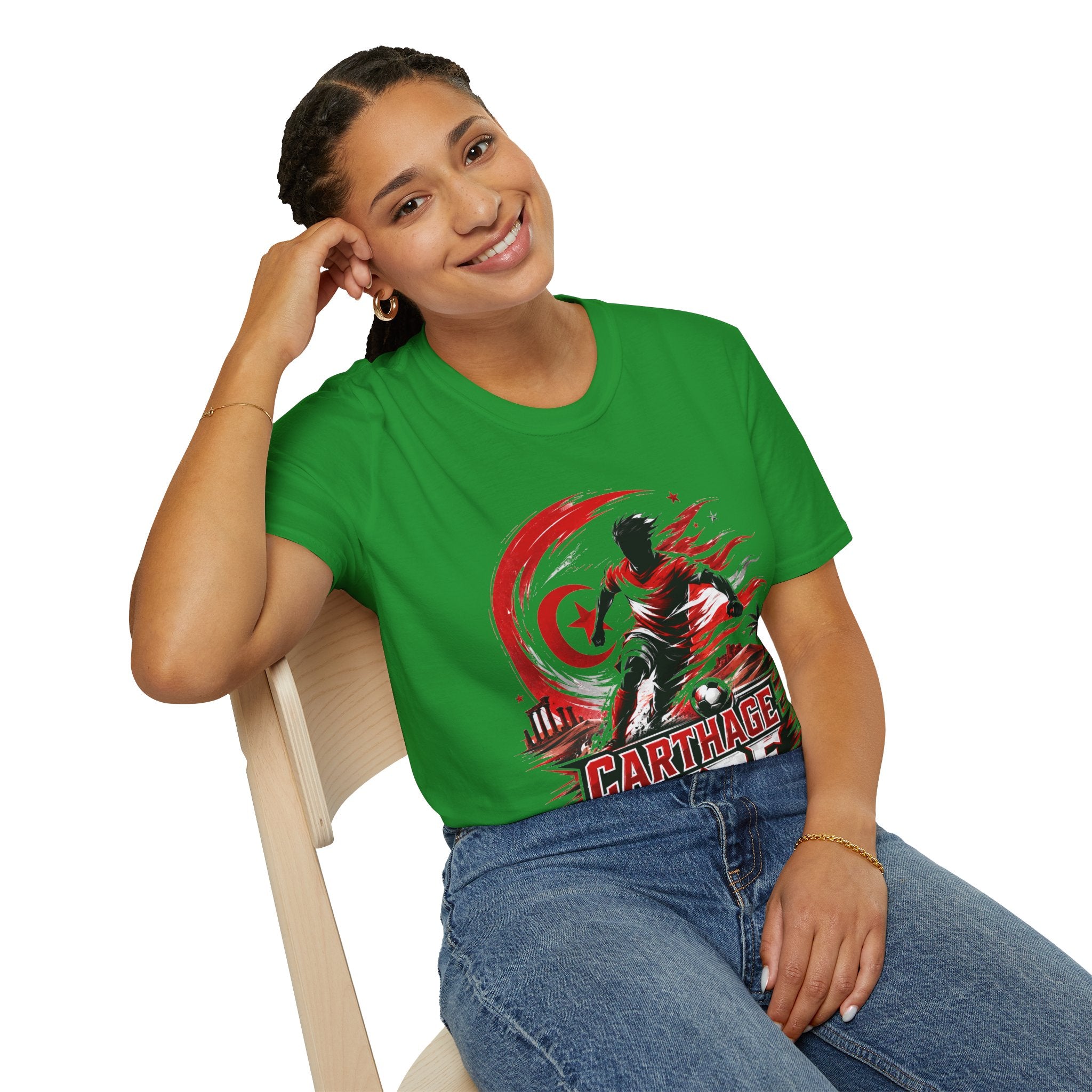 Tunisia Carthage Fire Soccer T-Shirt — Red Crescent Football Fan Tee