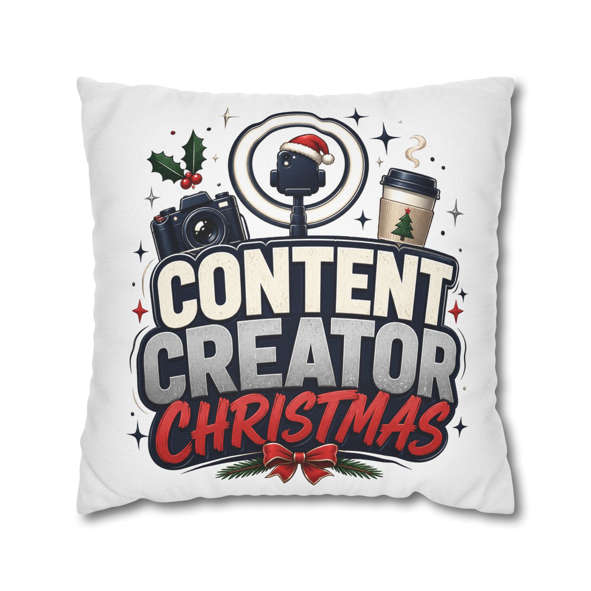 Content Creator Christmas Pillowcase Modern Day Christmas  — Holiday Social Media Creator Gift