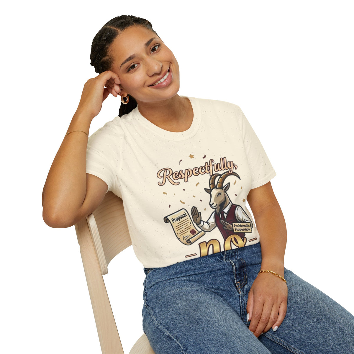 T-Shirt — "Respectfully, No" Capricorn Goat Proposal Funny Zodiac Tee