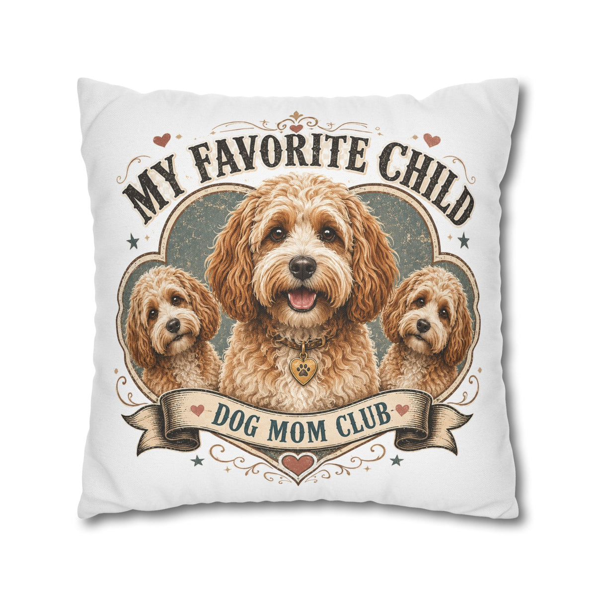 My Favorite Child Dog Mom Club Pillowcase  Milo Bailey Dog Dad Mom— Cute Doodle Pet Throw Pillow Cover