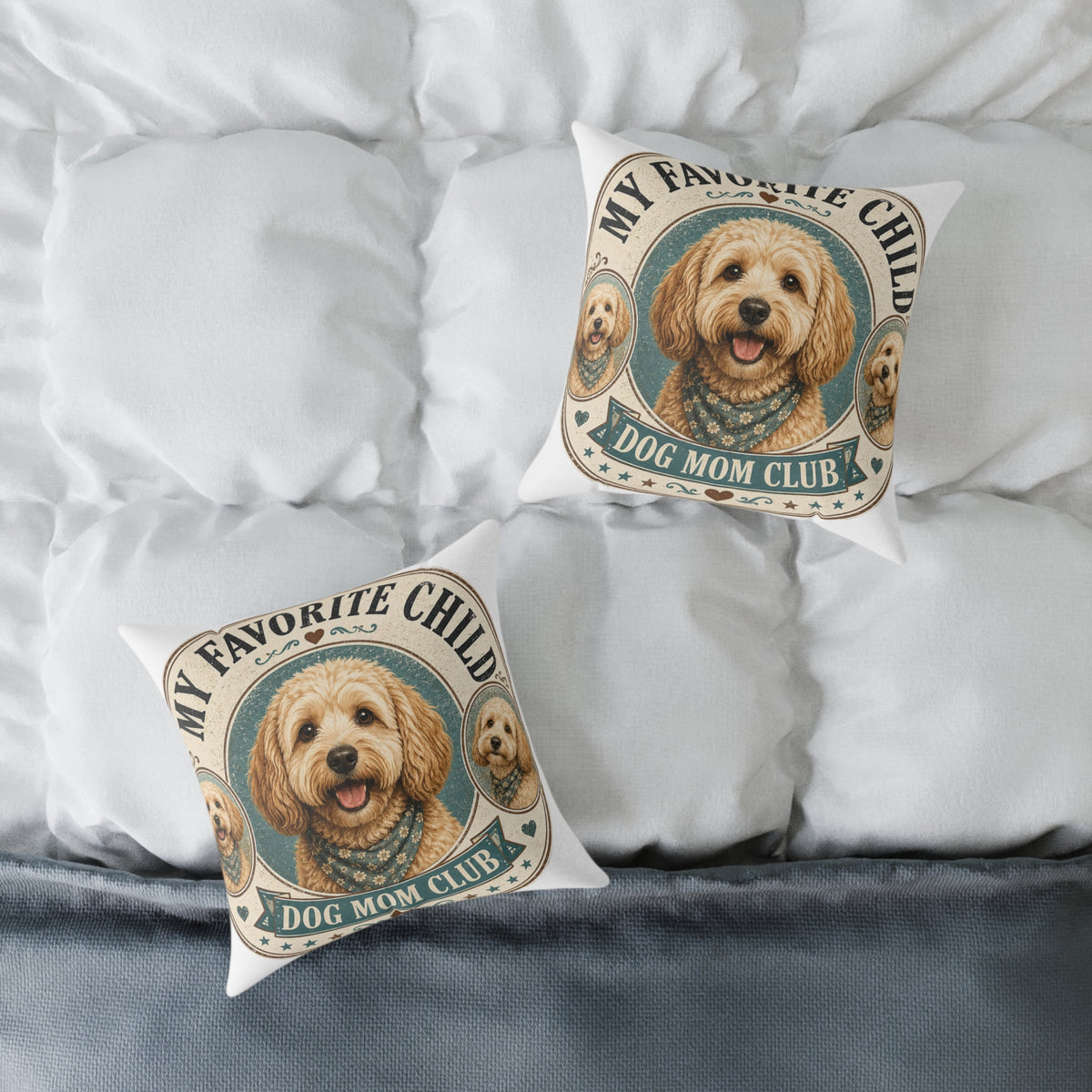 Milo Bailey Dog Dad Mom Square Pillow - "My Favorite Child" Dog Mom Club Decorative Throw Pillow