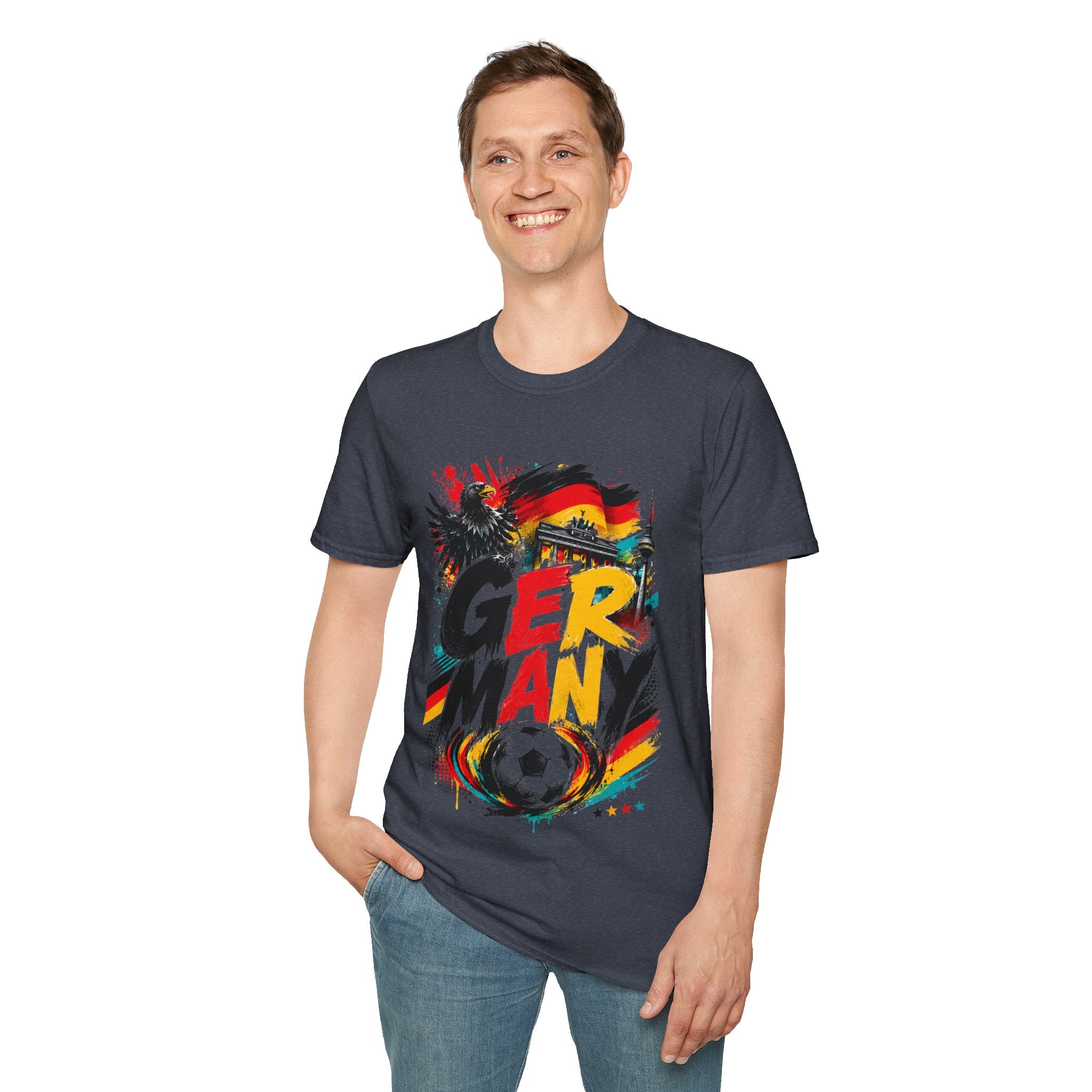 Germany Soccer Graphic T‑Shirt — Flag, Eagle & Brandenburger Tor Design