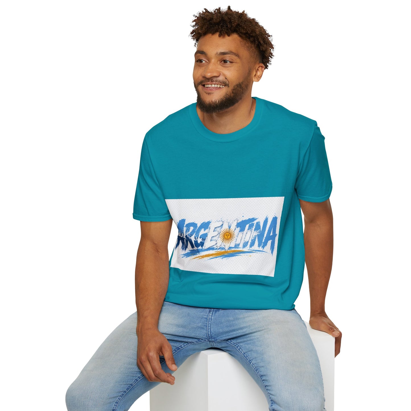 Argentina Graphic T-Shirt — Argentina Typography Tee with Sun & Flag Colors