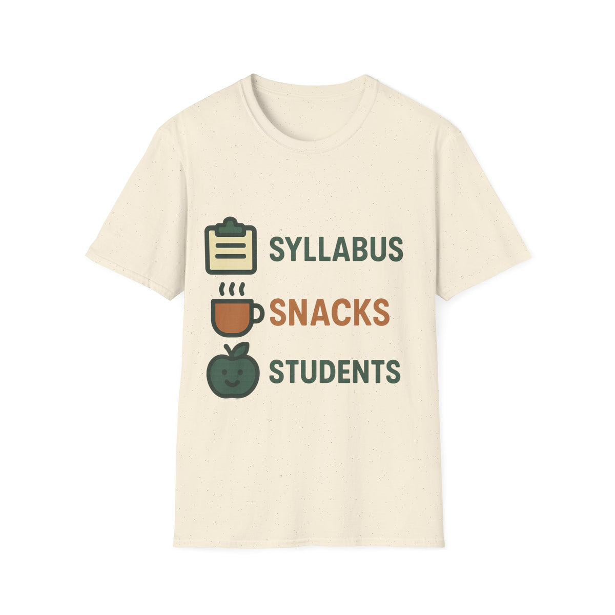 Syllabus Snacks Students Graphic Tee — Funny Teacher & Student Back-to-School T-Shirt - Trending Now - August 2026