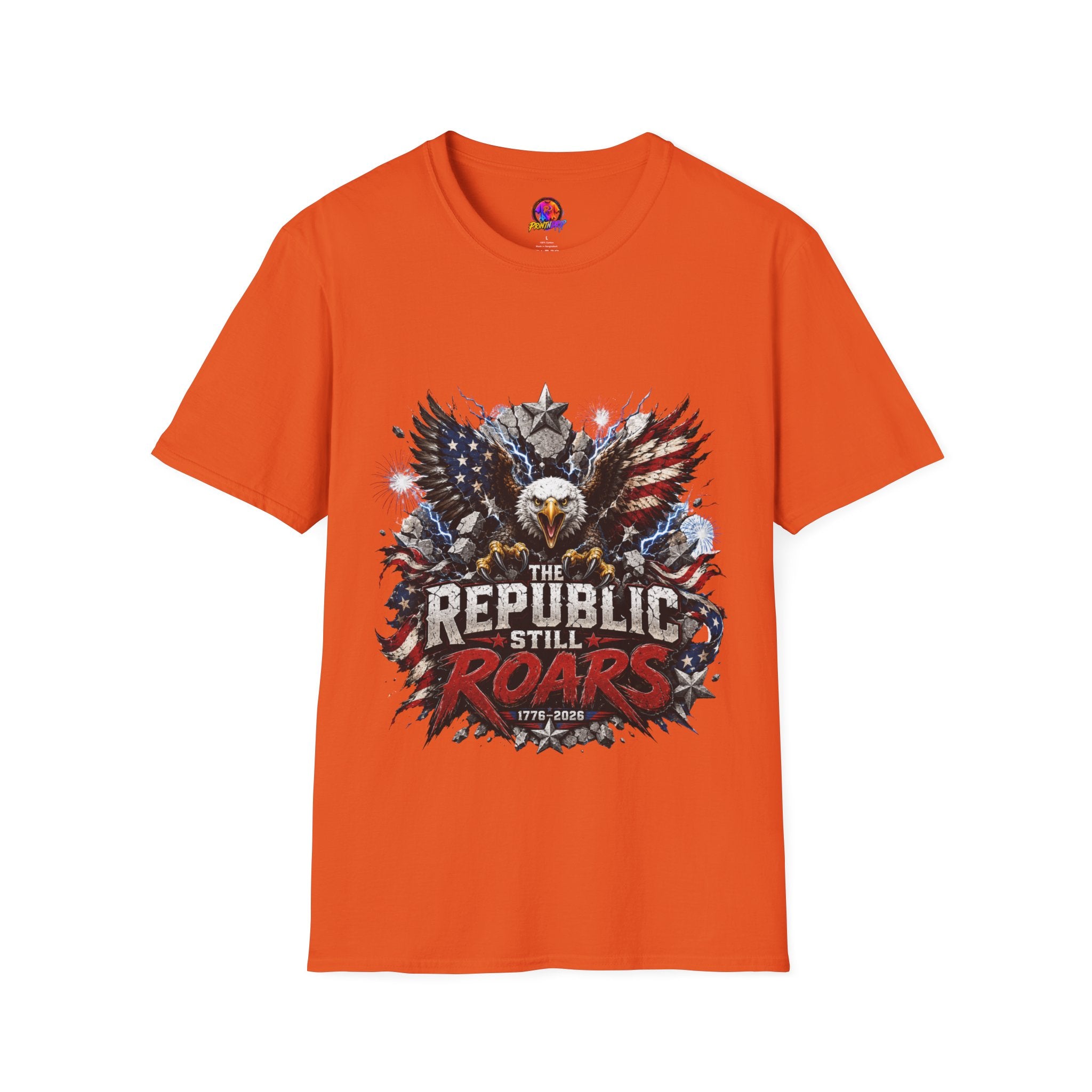 Patriotic Eagle T-Shirt — "The Republic Still Roars" | American Flag Graphic
