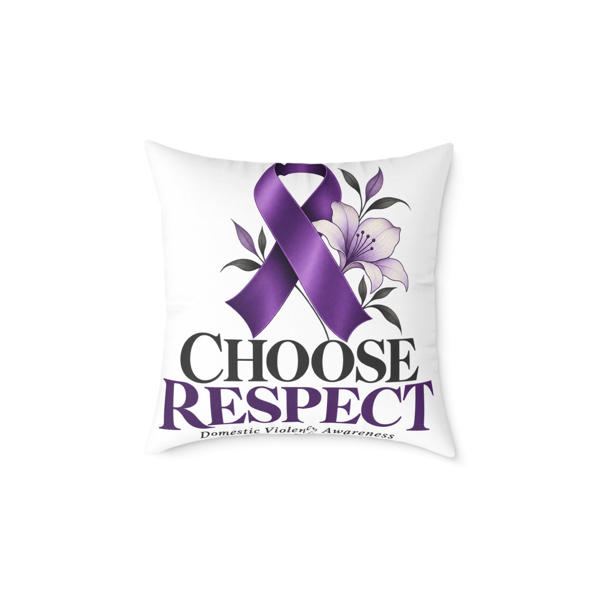 Choose Respect Purple Ribbon Throw Pillow - Domestic Violence Awareness Decor