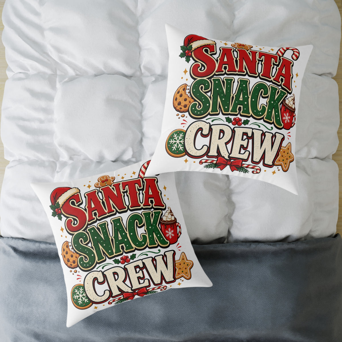 Christmas Santa Snack Crew Pillow — Christmas Holiday Decorative Throw Pillow