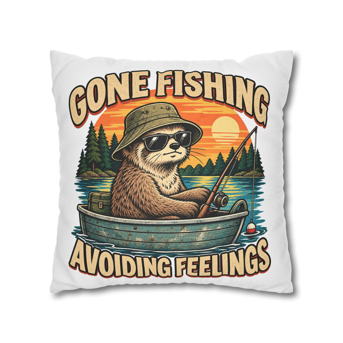 Funny Gone Fishing Avoiding Feelings Decorative Pillowcase