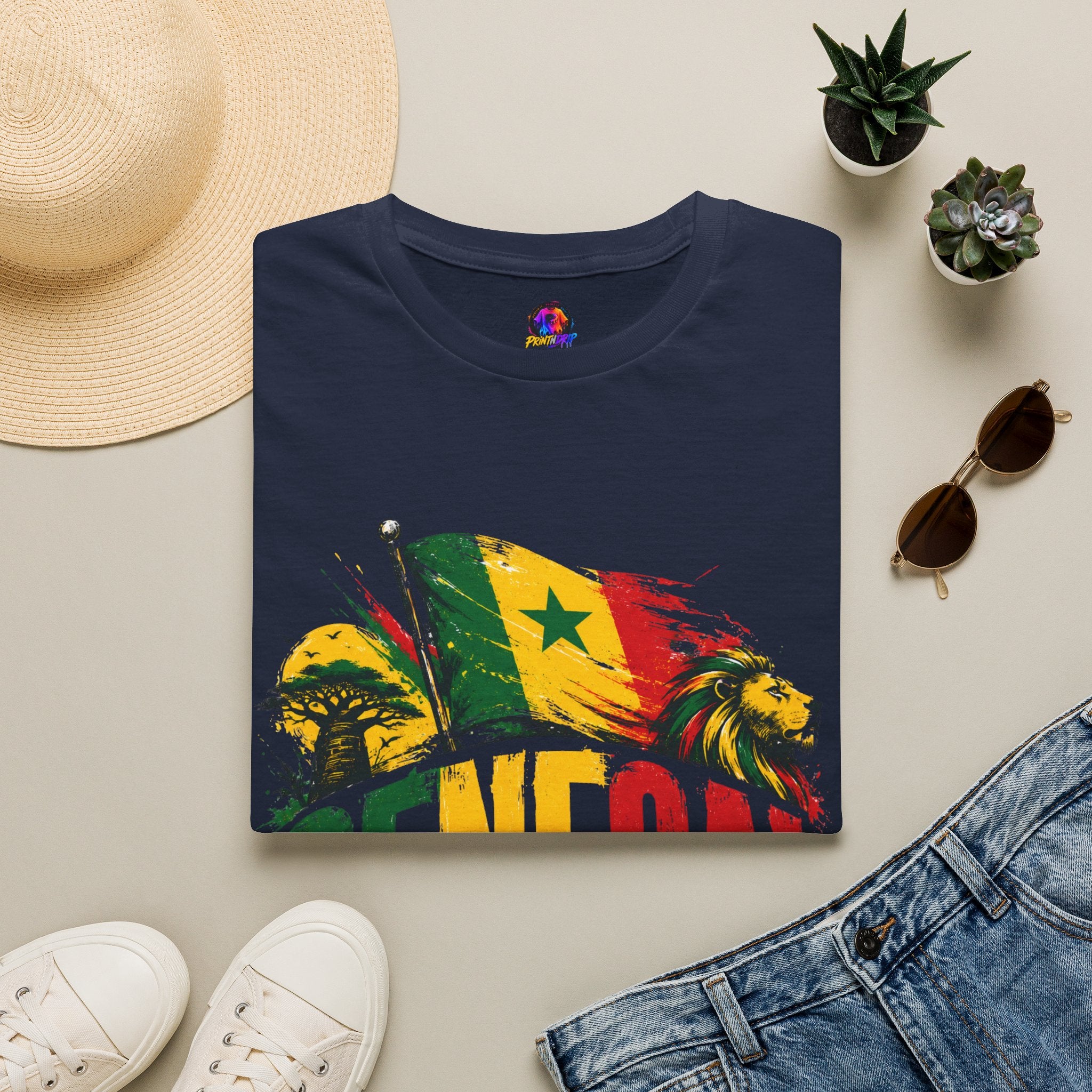 Senegal Flag Soccer T-Shirt — Lion & Football Pride Tee