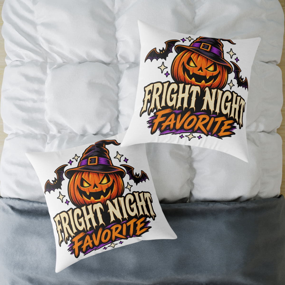 Halloween Pumpkin 'Fright Night Favorite' Square Pillow