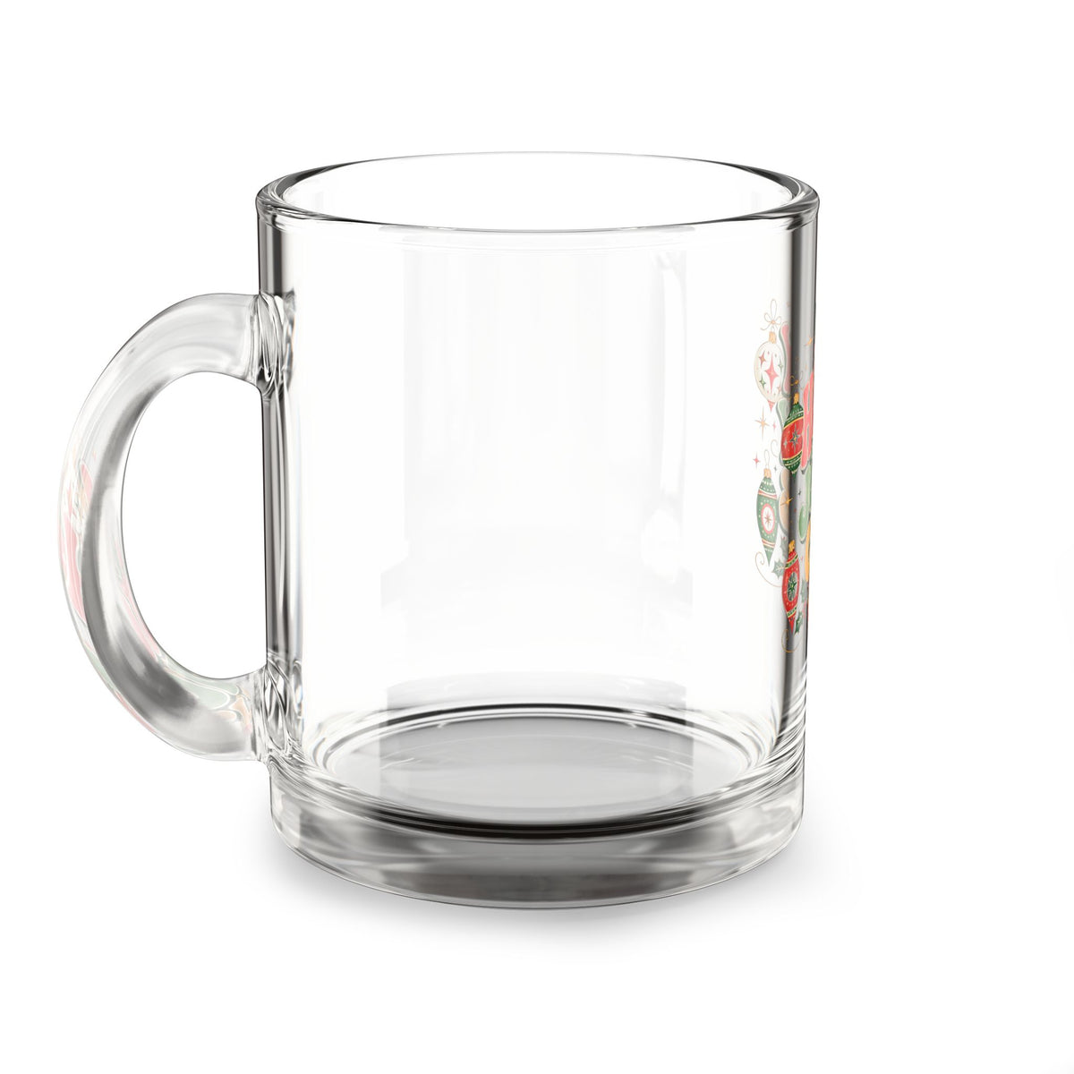 Christmas Glass Mug 10 oz Holly Jolly Club Glass Mug — 10oz Festive Christmas Holiday Coffee Mug