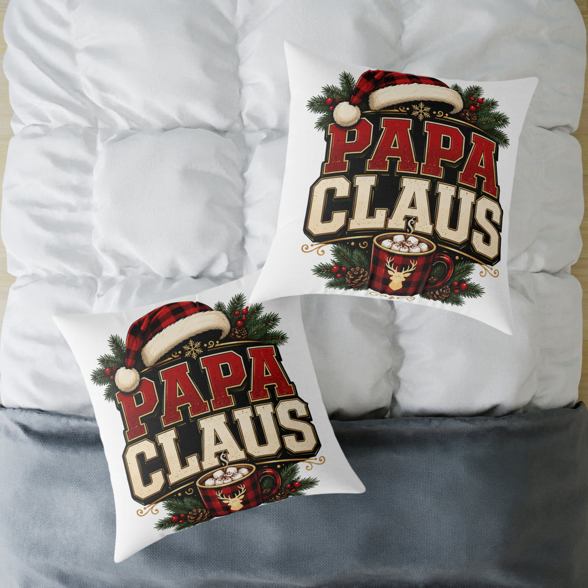 Papa Claus Christmas Pillow — Festive Holiday Throw Pillow for Dad
