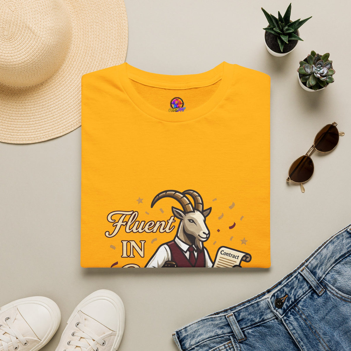Capricorn Goat Graphic T-Shirt — "Fluent in Sarcasm & Success" Zodiac Tee