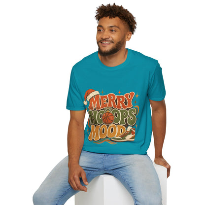 Merry Hoops Mood T-Shirt — Retro Holiday Basketball Christmas Tee