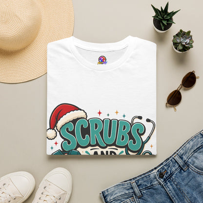 Scrubs and Santa Christmas T-Shirt — Cute Holiday Nurse Tee