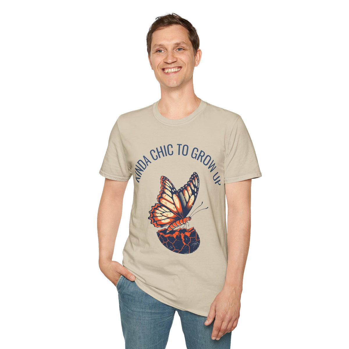 "Kinda Chic To Grow Up" Monarch Butterfly Graphic Tee - Aesthetic Inspirational White T-Shirt - Trending Now - September 2026