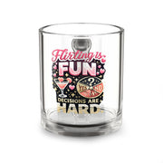 Libra Zodiac Glass Mug - "Flirting is Fun, Decisions Are Hard" Retro Cocktail Graphic