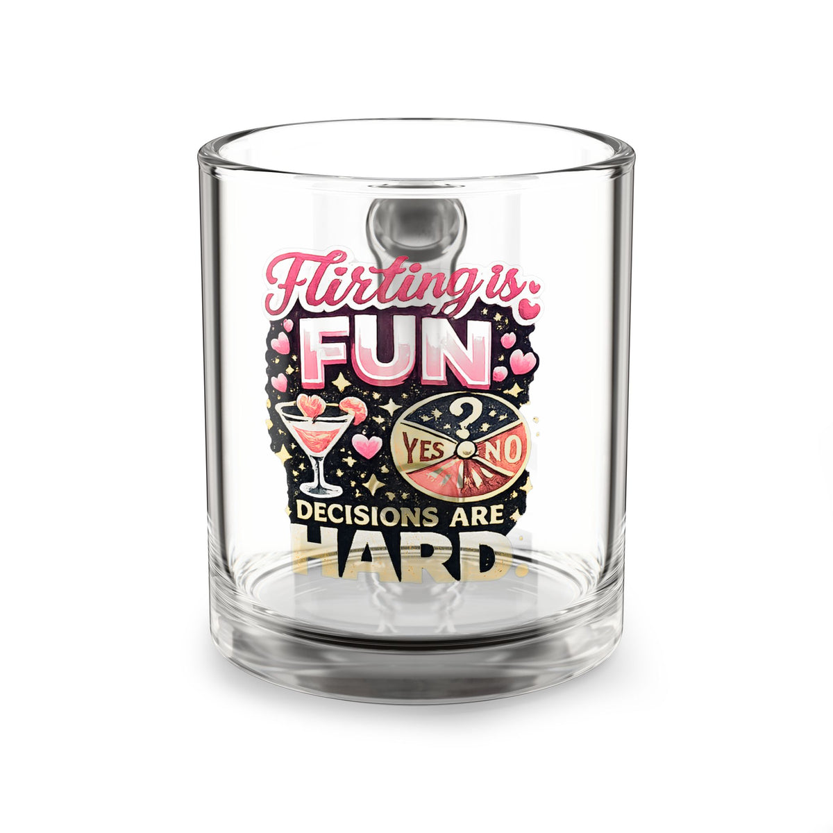Libra Zodiac Glass Mug - "Flirting is Fun, Decisions Are Hard" Retro Cocktail Graphic